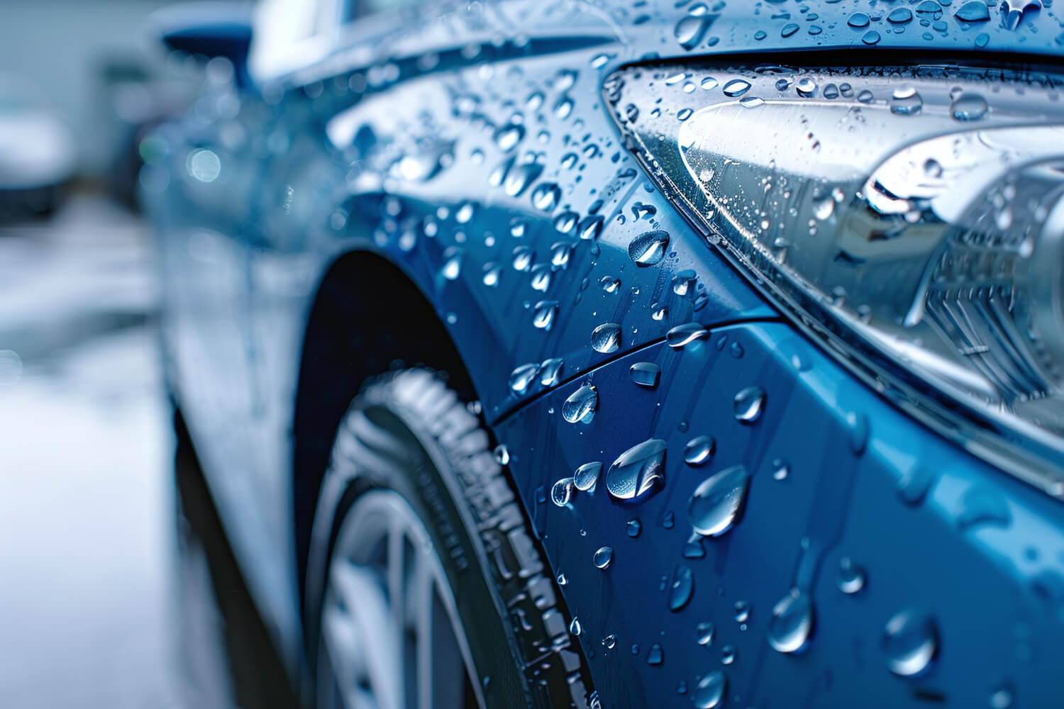 Blue Car Getting A Car Wash At City Park Express